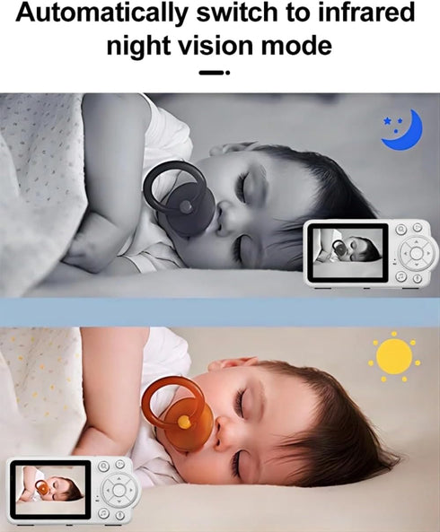 Winnes 2.8'' 2.4 2X/4X,No Screen,6 Baby Monitor with Camera LCD Screen Video Baby Monitor GHz Temperature Sensor VOX