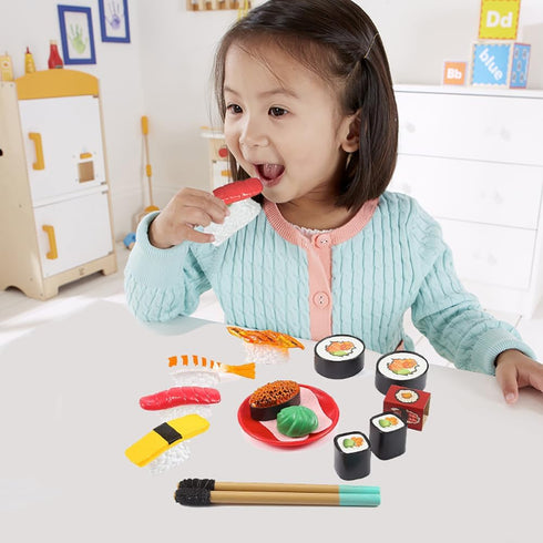 Set 19 Set Authentic Japanese Sushi Bento Box Pretend Play Dinner Food - Piece Cutting Food Toy Play for Kids