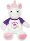 Flutter Hut Get Well Soon Unicorn Plush, Pink Sparkles Message T-Shirt, Purple Sleeves, 8 Inches