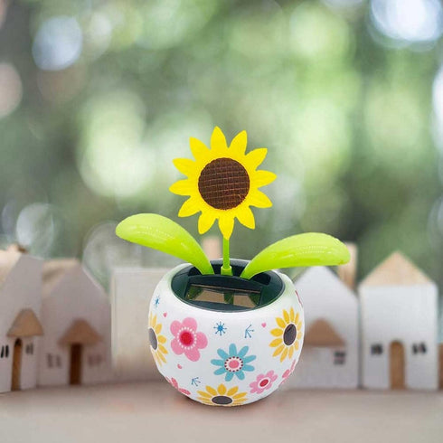 Sunflower Solar Dancing Flowers, Cute Solar Powered Swinging Flower Decor Gift for Car Home Desk Learning Education