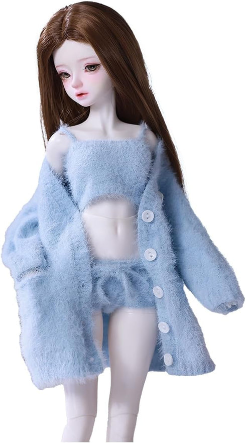 Doll Clothes Set for BJD, Resin Toy Accessories Cardigan+ Vest+ Pants (Blue,