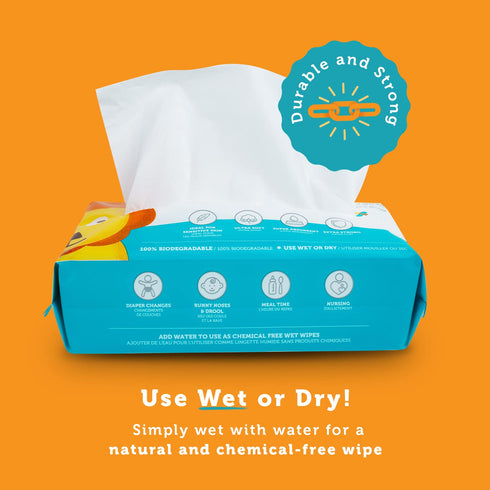 100% 2 Packs (200 Count). Whoopsie Wipes The Original Pure Cotton Dry Baby Wipes Ultra Soft, Unscented, Chemical-Free