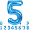 TONIFUL 40 Inch Blue Large Numbers Balloon 0-9, Foil Mylar Big Number 5 for Birthday Party, Wedding, Engagement,