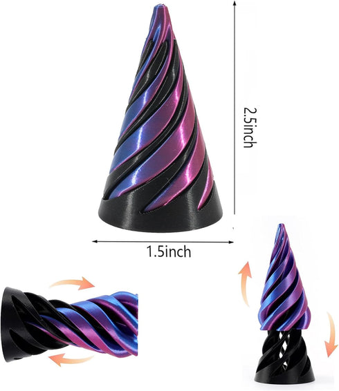 MNSZCN Toy,3D 2pcs) Impossible Cone,Spiral Cone Fidget Toy,Impossible Pyramid Passthrough Printed Spiral