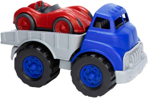 Green Toys Flat Bed Truck Blue/Grey & Race Car Red, 12 months