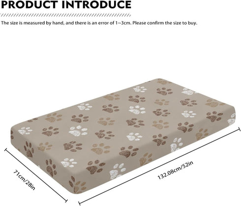 Streeyiu 52x28x8 Brown Dog Paws Baby Crib Sheets for Boys Girls Paw Fitted Crib Sheet for Standard Crib and Toddler