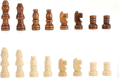 62 Pieces Wooden Checker Pieces & Chess Pieces 2 in 1 Chess Game Set, Classic Wooden Board Games in 2 Styles