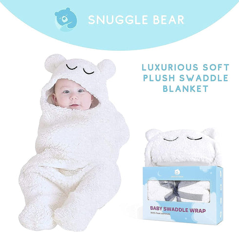 Snuggle Bear 0-6 Baby Swaddle Blanket Wrap Cute Newborn Bear Onesie Ultra Soft Essential Wearable Swaddling Receiving