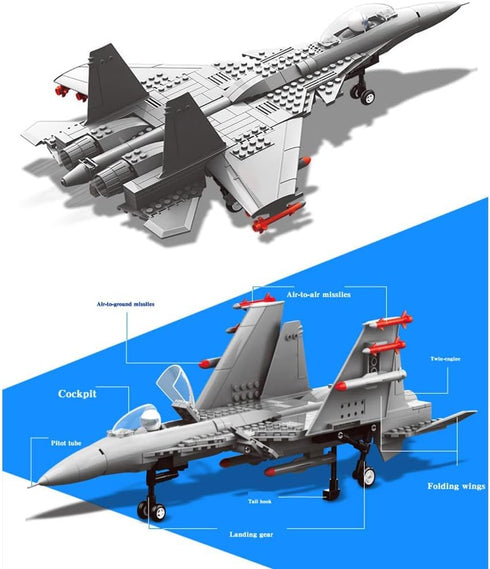 Fighter Bricks Series - 281pcs Building Blocks Set, Airplane Model Building Kits for Educational Fun