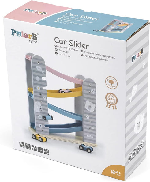 PolarB Viga Wood Toy, Car Slider Playset