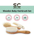 Baby Hair Brush and Comb Set for Newborn, Wooden Brush with Soft Goat Bristles, Baby Grooming Kit by Stone & Clark