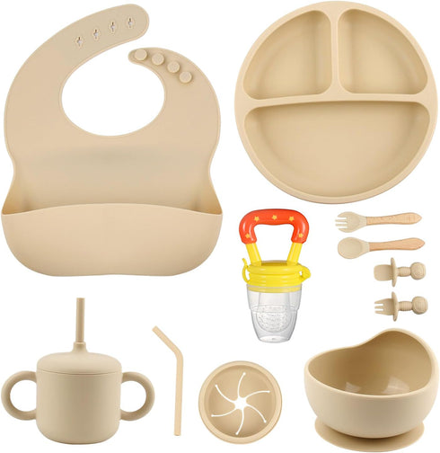 Silicone Baby Feeding Set, Baby Feeding Essentials, Baby Suction Bowl, Plates, Bib,