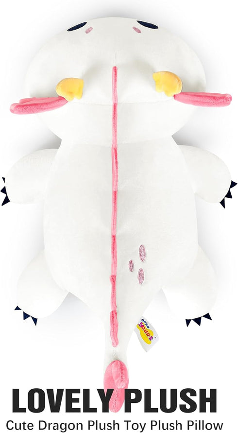 Onsoyours Chubby Dragon Stuffed Animal, Soft Huggable Plush Pillow, Kawaii Cute White Dragon Toy (10")