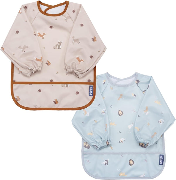 BIBaDO Mess Proof Baby Bib, 2 Pack Long Sleeve Bib, 6 month