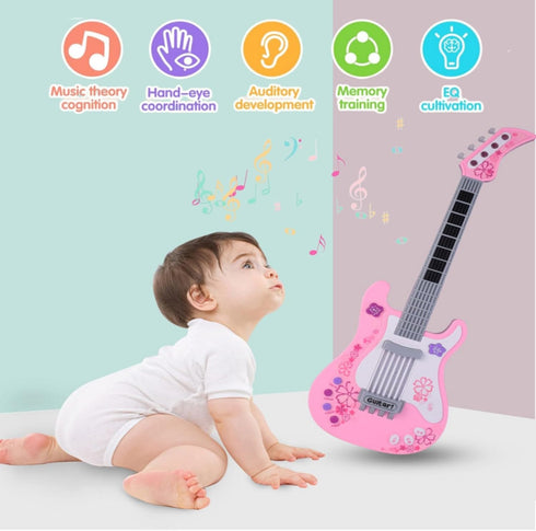 Jakeloo Kids Guitar, Toddler Electric Guitar Toy with Strap, Ideal for 3-8 Year Old Boys Girls (Pink)