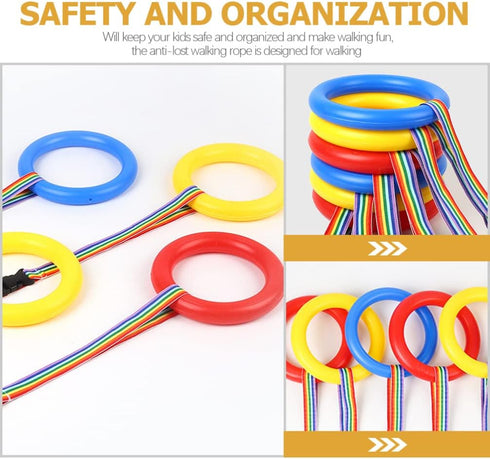 Kids Walking Rope - 8pcs Detachable Hold A Ring Walking Rope with Handles for Daycare Outdoor Safety