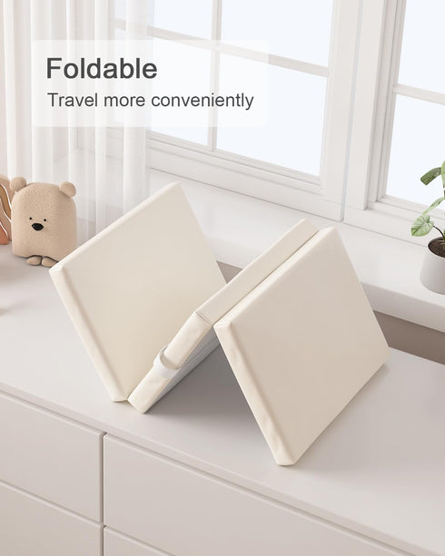 YACODAVO Foldable Baby Changing Pad with Vegan Leather Cover, Standard Side Waterproof & Wipeable Changing Pad