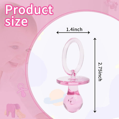 100 2.75 Inch Pieces Plastic Pacifier for Baby Shower, Baby Shower Pacifier for Gender Reveal Party Decoration DIY