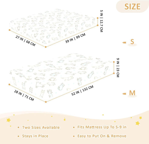miaozhen 1 Pack 52x28 Cotton Baby Crib Sheets Soft Stretchy Naughty Cat Green Toddler Mattress Sheet for Nursery