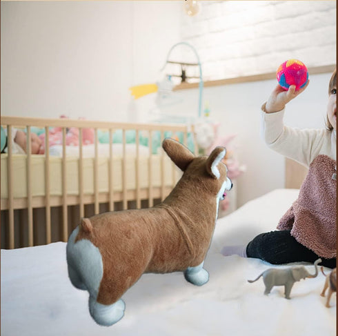 WOKI 20 Inch Corgi Dog Realistic Lifelike Louie Welsh Corgi Dog Plush Stuffed Animal Pet Dog Huggle Furry Corky
