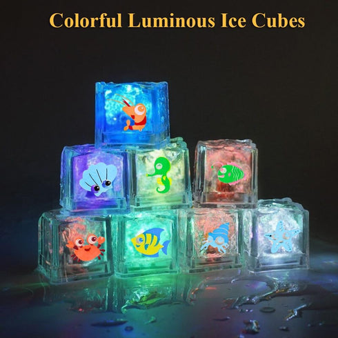 8 Swimming Novelty Kids Bath Toy PCS Simulation Ice Cube Liquid Water Sensor Mutlticolor Glowing Luminous Ice Cube
