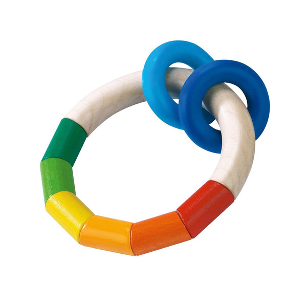 HABA Wooden Rainbow Teething Rattle Toy for Babies 0-18 Months, Made in Germany