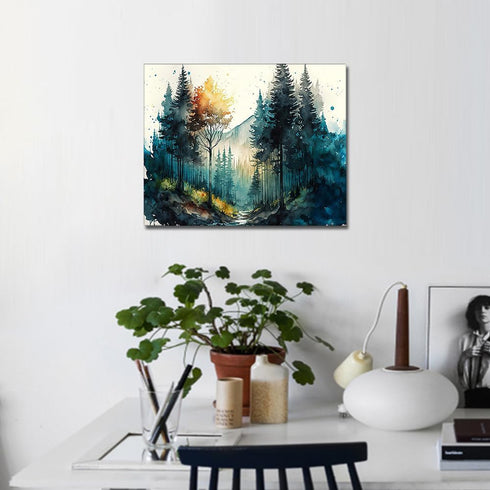TUMOVO Paint by Numbre for Adults - Watercolor Forest Oil Painting for Adults Kid Paint by Number Natures Landscape Paint by Numbres DIY Paint Number Kits Romantic Art Craft, 16x20inch