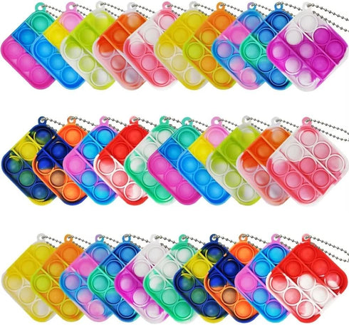 60 Pcs Mini Pop Bubble Fidget Sensory Toys, Pop Keychain Bulk Toy for Party Favor, Classroom Prizes