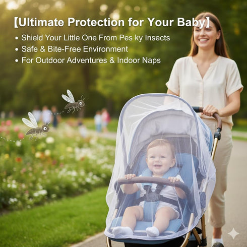 LABRUSID 2 Pack Universal Mosquito Net for Strollers - Breathable Insect Netting Protection for Babies, Fine Mesh Bug