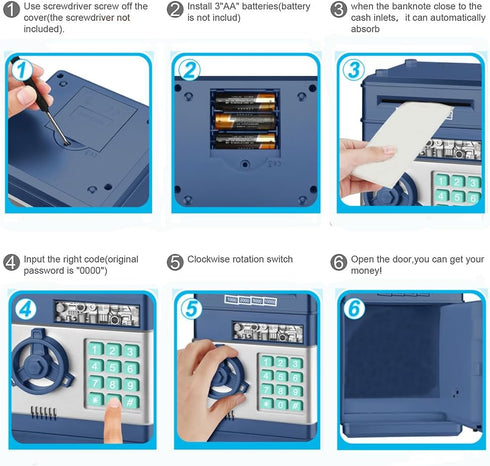 Piggy Bank, Electronic Password Cash Coin Can, Auto Scroll Paper Money Saving Box Toy Gift for Kids
