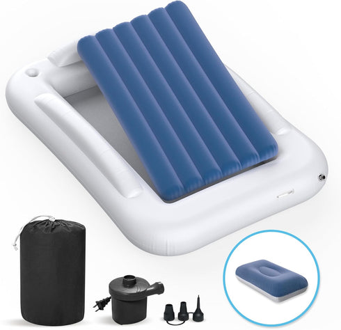 60 Inches Cozy Set Inflatable Toddler Travel Bed - Portable Toddler Bed for Travel with Safety Sides - Kids Air