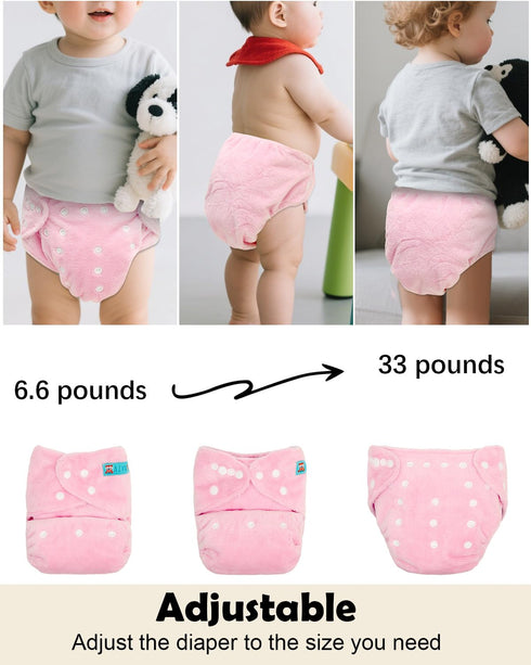 6 Pack 6pcs 4-Layers 6BMR02 ALVABABY Baby Cloth Diapers Warm for Autumn and Winter with Rayon from Bamboo Inserts,Cloth