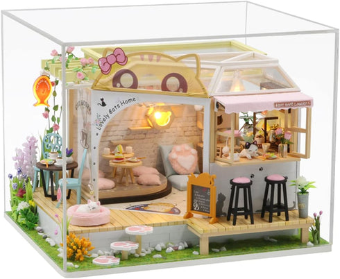 MAGQOO Dollhouse Miniature with Furniture DIY Wooden Dollhouse Kit Tiny House DIY