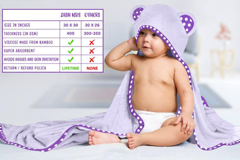ELSVIN Set 2 30 30 Inch 400 of Hooded Baby Towels Purple and Pink Luxurious, Large and Super Absorbent x Soft