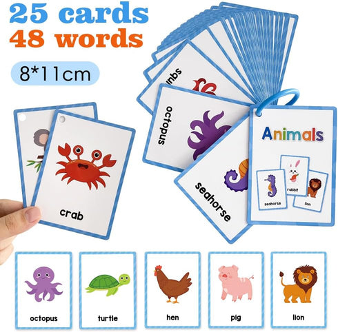 Animals Learning Flashcards, High Frequency Words for Kindergarten to 1st Grade, ESL Teaching Materials