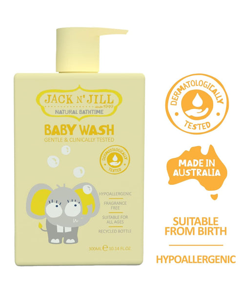 Jack N' Jill Natural Bathtime Baby Wash - Sensitive Skin, Hypoallergenic, Fragrance Free, 300 mL (Pack of 1)