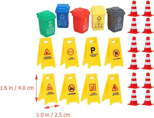 Set Playset 25pcs NUOBESTY Mini Traffic Signs Mini Traffic Cones Construction Toys Plastic Street Yellow Warning Stop