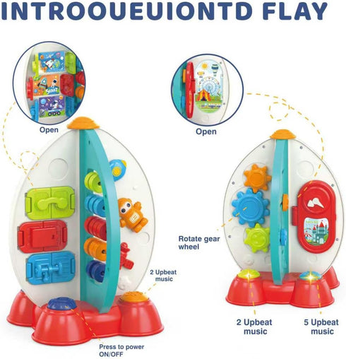 Zcpotizi 1-3, 1 Space Toy for Toddlers Musical Rocket Toy for Year Old Boys Girls, Sensory Fine Motor Skills