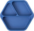 Tiny Twinkle Silicone Suction Baby Plate, Divided Dish for First Foods and Self-Feeding Toddlers (Indigo Plate)