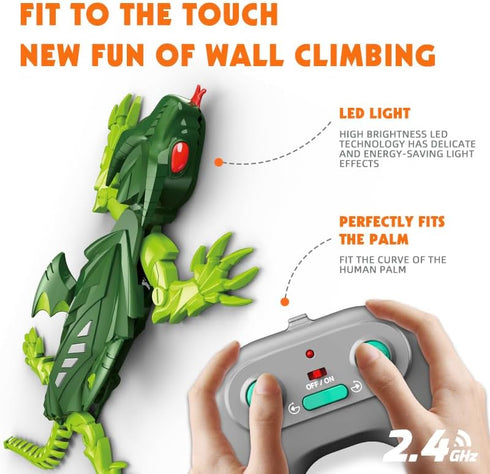8 Wall Crawler Lizard, Rechargeable Remote Control Robot Kids Toys, Climbs up Walls, RC Robot Toys for Boys & Girls