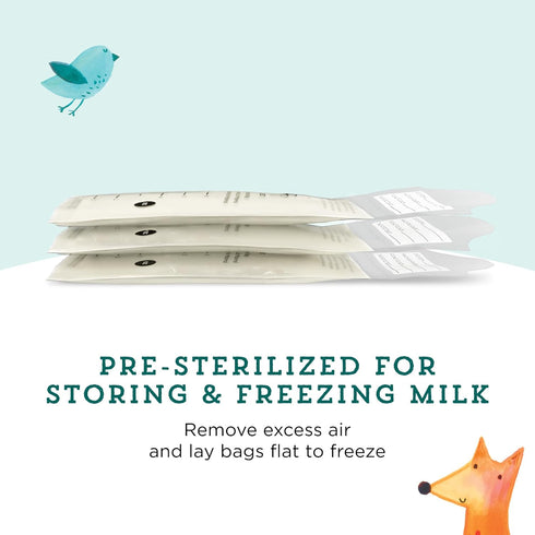 100 Count, 6 oz Amazon Brand - Mama Bear Breastmilk Storage Bags, Pre-Sterilized, BPA Free, Double Zips