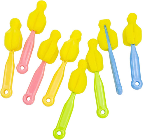 AUEAR Milk Bottle Nipple Brushes, Pacifier Sponge Cleaning Set for Bottles and Accessories (8 Pcs)