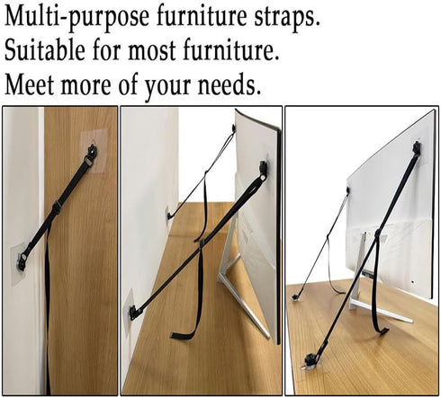 Generic 2 Pack Adjustable TV Safety Straps, No-Drill Adhesive TV Anti-Tip Straps Furniture Anchors for Baby Proofing