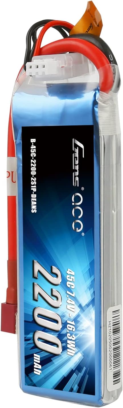 Gens ace 7.4V 2200mAh 2S 45C LiPo Battery Pack Deans Plug for 70MM EDF