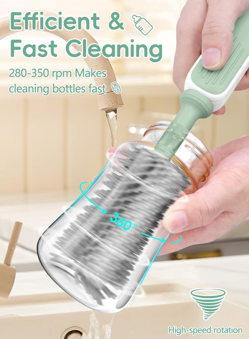 Set, 360 2000 Set Yasew Electric Bottle Brush Cleaner, Baby Bottle Brush Travel Efficient Cleaning, Durable mAh
