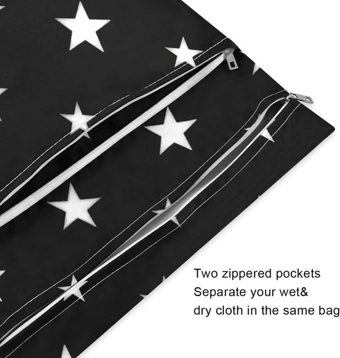 Haskirky 2 Night Stars Black Pcs Cloth Diaper Wet Dry Bags,Waterproof and Washable Bag for Travel Reusable Wet Bag