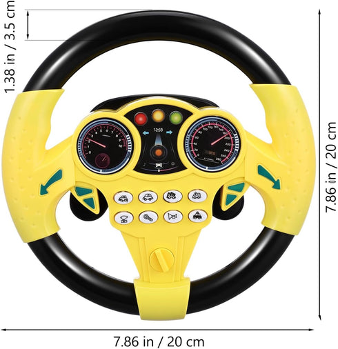 1-3 Toyvian Kids Steering Wheel - Simulated Driving Controller, Early Education Pretend Driving Toy with Light Music