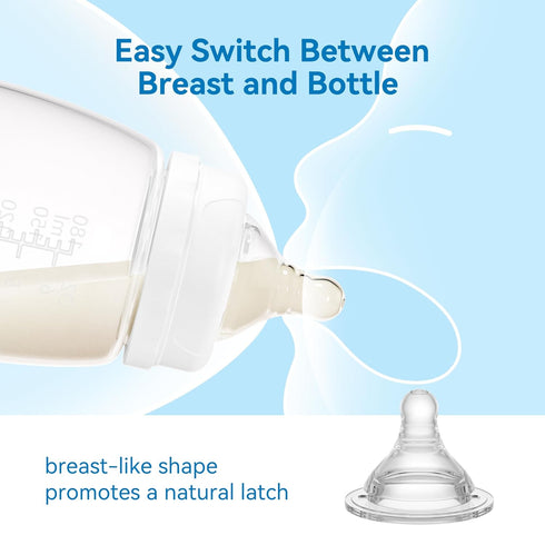 5, 9m+, 9 Count Bottle Nipples Ideal for Thicker Liquid Nipple Level Compatible with Wide-Neck Baby Bottle