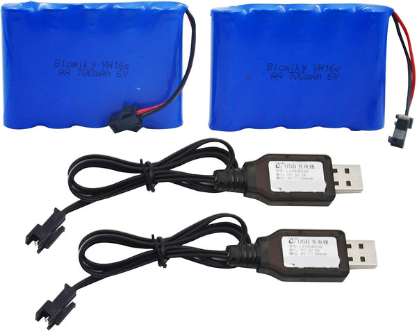 Blomiky 2 Pack 6.0V 700mAh Ni-CD AA Rechargeable Battery Pack, Fit for Old Version 11.5Inch Amphibious Stunt RC Cars