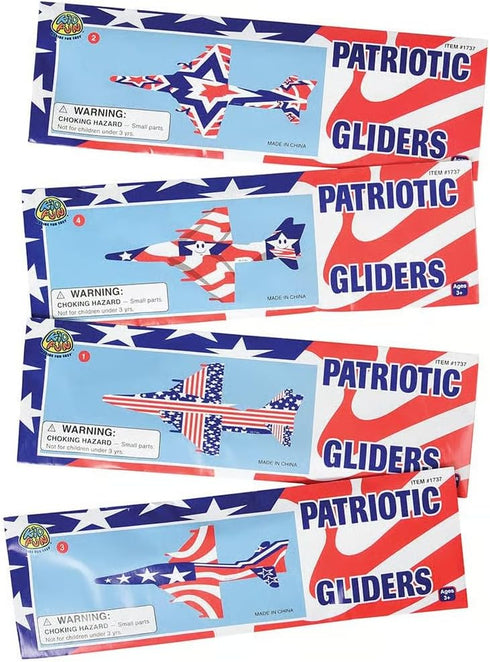 12 Lot Of Assorted Patriotic Theme Holographic Plane Glider Toys